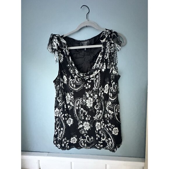 CARMEN MARC VALVO Black Beaded Dressy Top Size 1X Evening Formal Wear XL - Picture 4 of 4